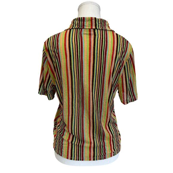Urban Outfitters Multi Striped Chiffon Button Down Shirt Women's Large - Picture 2 of 10